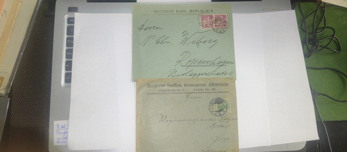 Alemania Reich Lote Dos Sobres Usados Años 1919 Y 1921 0