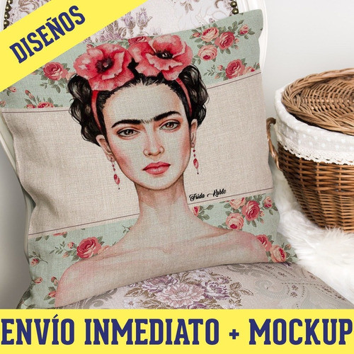 Diseños Plantillas Almohadones Cojines Frida Kahlo M4 1