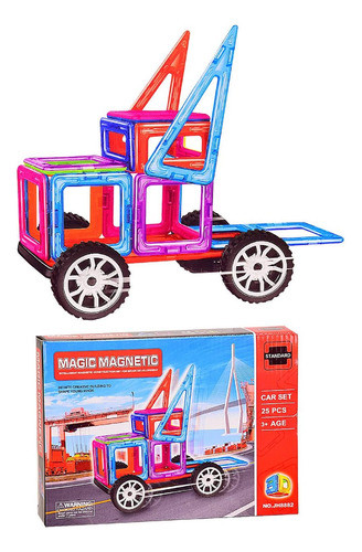 Juguete Bloques Magneticos 25 Pzs Vehiculos Magic Magnetic 0