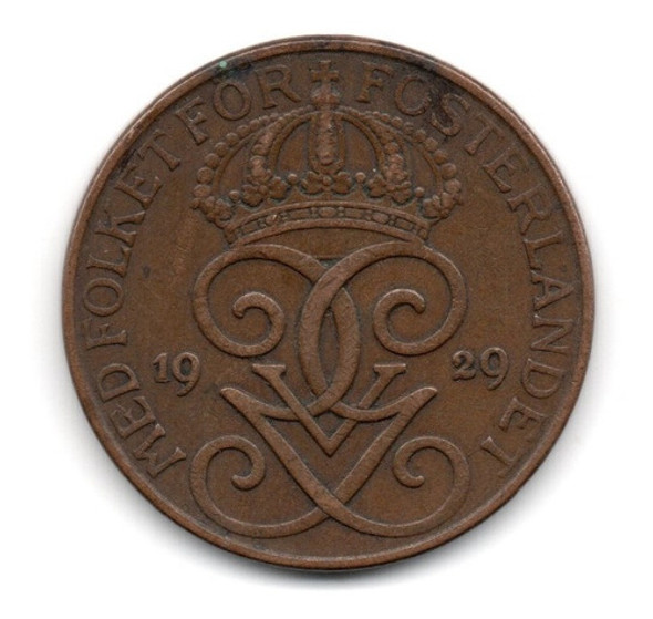 Suecia Moneda 5 Ore Año 1929 Km#779.2 1