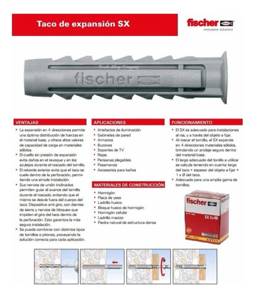 Tacos Fischer Sx Todo Tipo Materiales 10mm Caja 50 Unidades 0