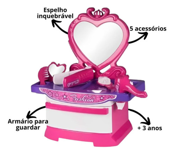 Penteadeira Brinquedo Infantil Menina Acessorios Divertido 1