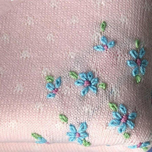 Manta Tejida Reversible Rosa Bebé / Crudo 1