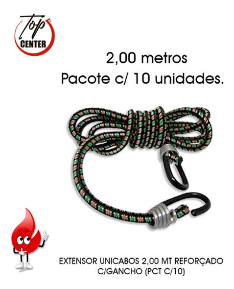 Extensor Unicabos 2,00 Mt Reforcado C/gancho (pct C/10) 1