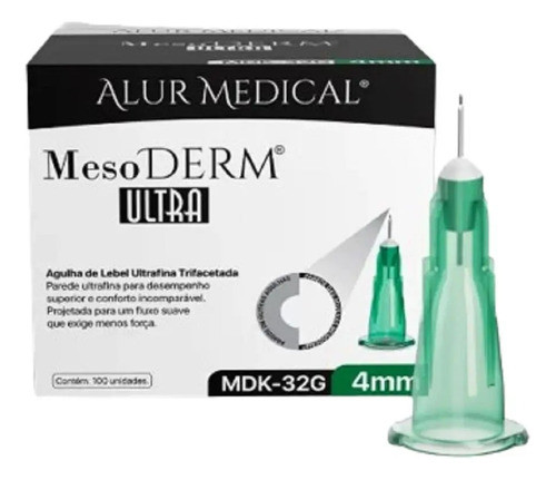 Kit 5 Agulha De Lebel Ultrafina 32g 4mm Mesoderm Ultra 0