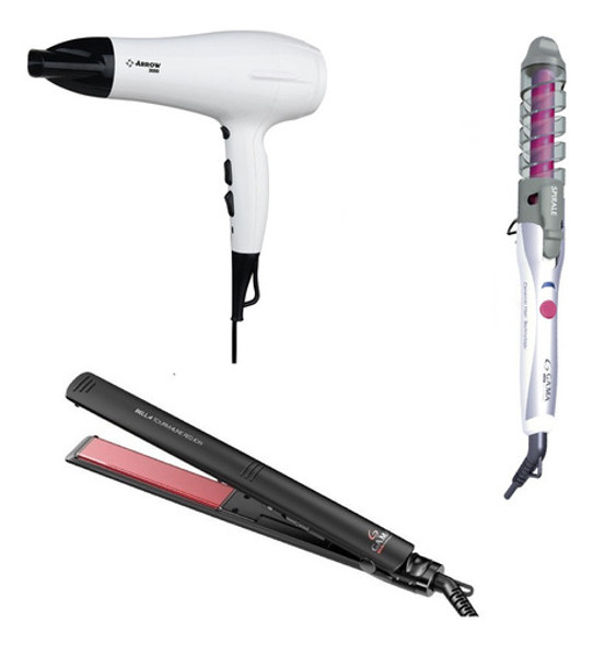 Combo Planchita Pelo Gama+ Secador Arrow 2200w+ Buclera Gama 0