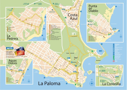 Mapa De Punta Del Diablo Y Otros - Rocha - Lámina 45x30 Cm. 0