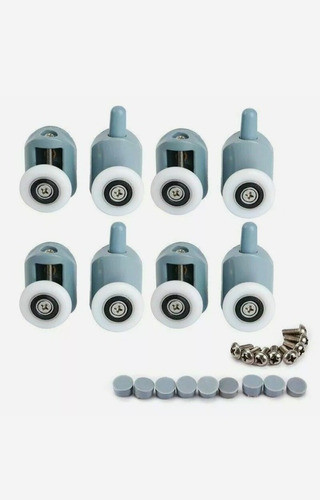 Kit Mampara De Baño Curva Cuadrada Recta Doble Hoja 8 Ruedas 0