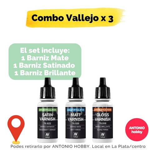Vallejo Combo Set Barniz Mate Satinado Brillante P/ Maquetas 1