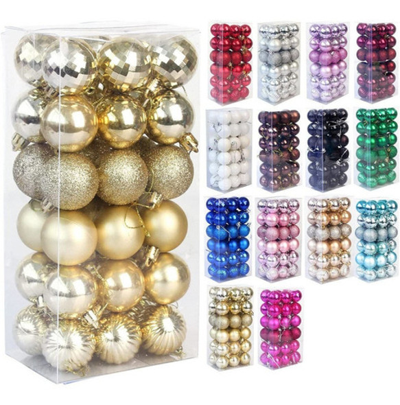 36 Bolas Para Arbol Navidad Loaengeo Doradas 6 Diseños 4cm 0