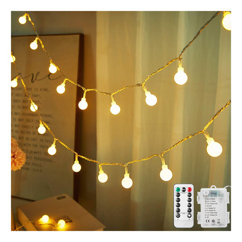 Cadena De Luces De Batera Blanca Clida Y Multicolor, 33 Pies 1