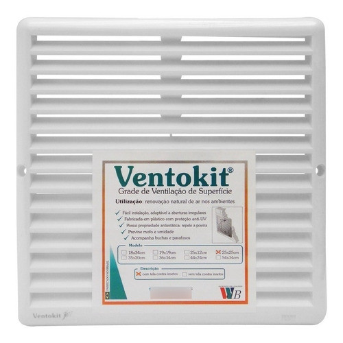 Grade/grelha De Ventilação 25x25 C/ Tela Anti-inseto 0