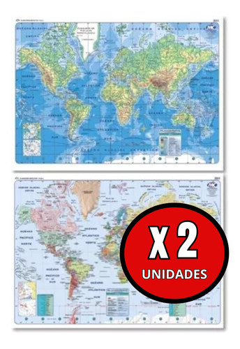 Mapa Mural Laminado Plastificado X 2 A Elección 1