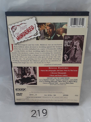 Dvd Hatchet For The Honeymoon / De Mario Bava En Inglés Cj49 1
