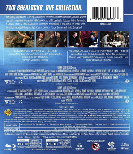 Blu-ray Sherlock Holmes 1 & 2 / Incluye 2 Films 1