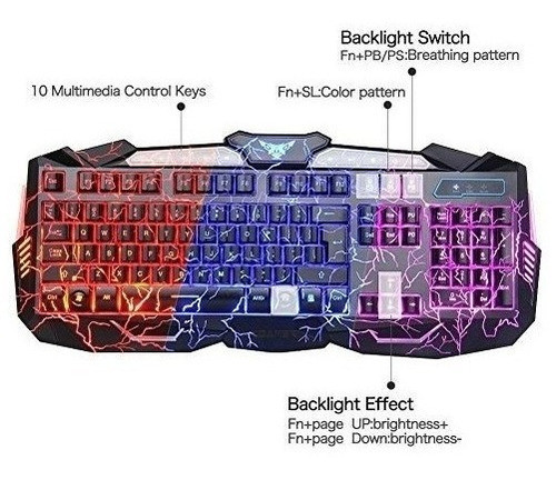Raton Raton Combo Mftek Wired Teclado Retroiluminado Con Luz 1