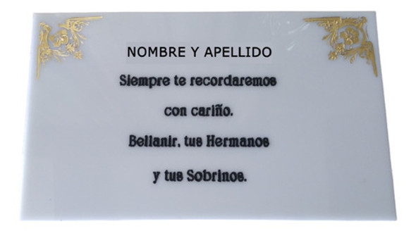 Placa De Acrílico N° 5 Para Cementerio 25 Cm X 15 Cm 0