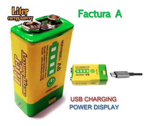 Bateria 9v Litio Recargable Usb 1200 Mah Maxima Capacidad 0
