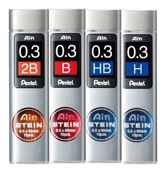 Kit Grafite Pentel Ain Stein 03 2b B Hb H 0 Kit Grafite Pentel Ain Stein 03 2b B Hb H 0