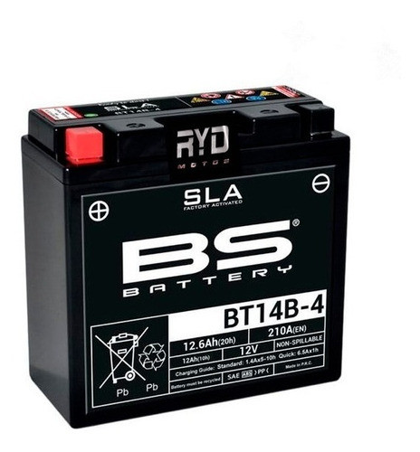 Batería Bt14b-4 = Yt14b-bs Hyosung 700 St7 Bs Battery 0