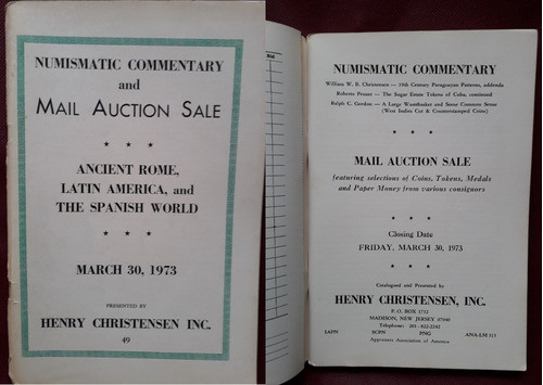 Henry Christensen Numismatic Sale Catalog Analisis Moneda 1x 1