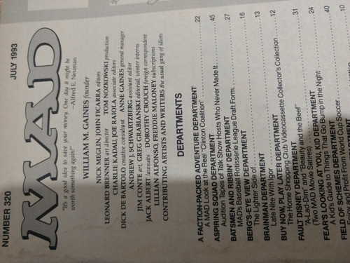 Revista Mad En Ingles N 320 Julio 1993 1