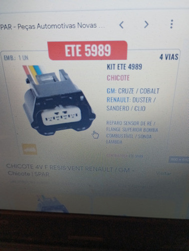 Ficha Chicote Conector Renault Chevrolet Sonda M/atrás Bomba 1