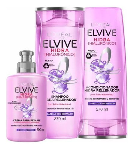 Pack Elvive Hialuronico Sh + Aco + Crema Peinar 0