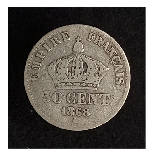 Francia 50 Centimes 1868 Bueno Plata Km 814 Napoleón Iii 1