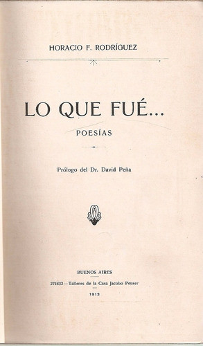 Lo Que Fue, Poesias, Himnos Y Sonetos - Rodriguez - Peuser 0