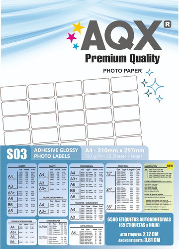 Etiquetas Troqueladas Glossy 65/hoja 3,81 X 2,12 Cm Aqx X20h 1