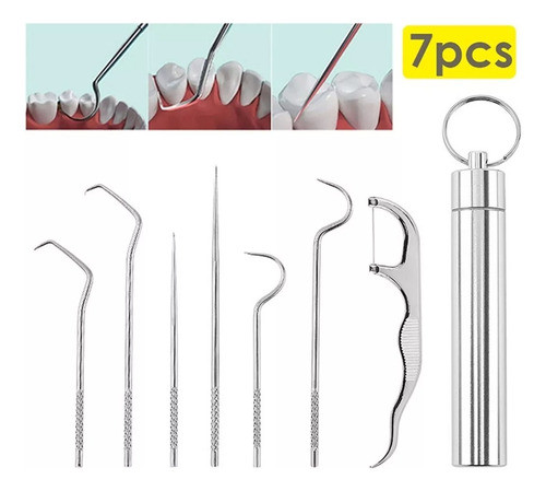 Hilo Dental De Lujo Reutlisable + 6 Piezas Estuche Metalico 1