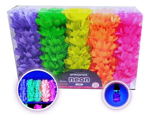 Forminha Neon Lady 5 Cores Brilha Na Luz Negra 50 Uni 0