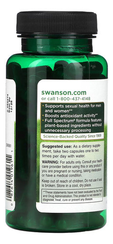 Espectro Maca 500mg Swanson 100 Cápsulas Importado 0