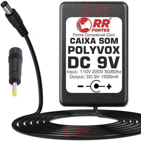 Fonte Carregador 9v Para Bazuka Polivox Xb 650 Xb650 0