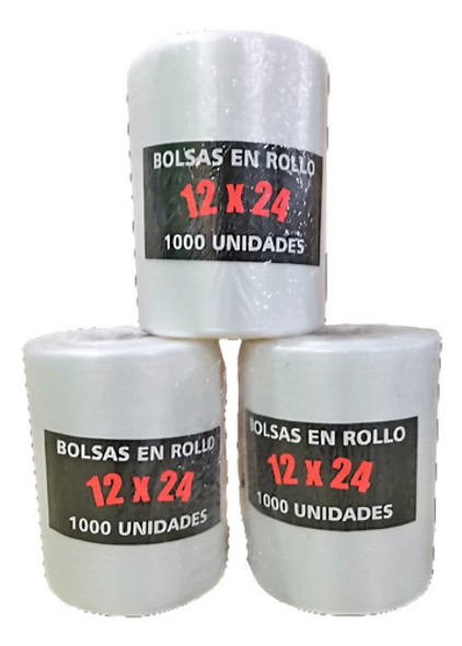 Bolsas Rollo Comercio 12x24 - X1.000 Unid. - Pack X 3 Rollos 0
