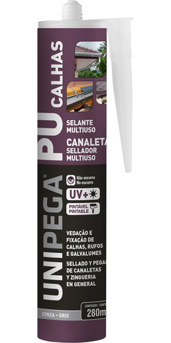 Selante Pu Calhas Cinza Cartucho 280ml Unipega 0