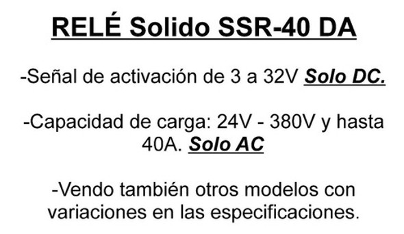 Relay Relé Solido 3-32vdc 24-380 Vac 40a Ssr Dc - Ac Emn 1