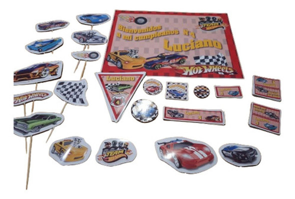 Hot Wheels Kit Cumpleaños Impreso Y Cortado 0