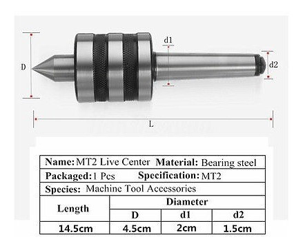 Mt2 Live Milling Center Precision Morse Taper Torno Torneado 0