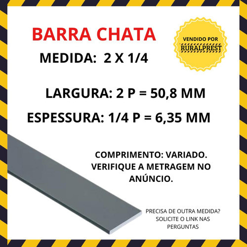 Barra Chata De Ferro 2 P X 1/4 ( 50,8 X 6,3 Mm ) - 40 Cm 1