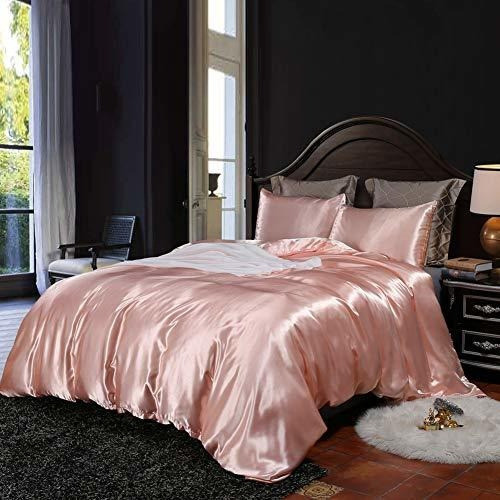 Ropa De Cama Rosa Juego De Funda De Edredón De Satén De Seda 0