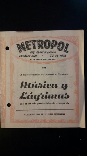 Programa De Cine Metropol Del Año 1955 1