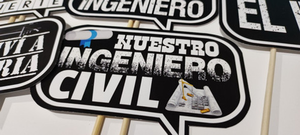 Cartelitos Props Deco Recibida Ingeniero Civil X8u 0