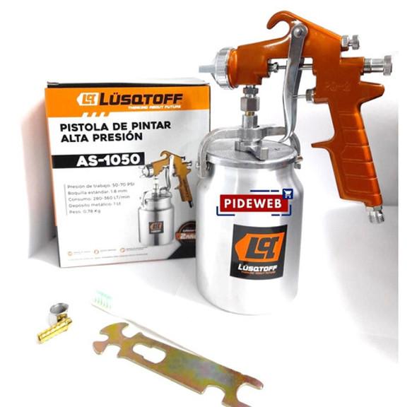 Pistola Para Pintar Pico Metalico P/ Compresor Succion 1l 0