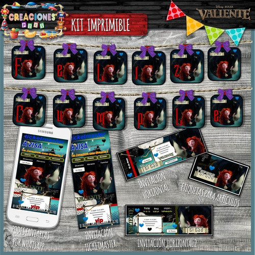 Kit Imprimible Candy Bar Valiente Merida Modelo 2 Completo 1