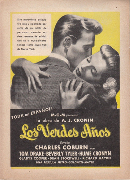 1946 Cine Hoja Publicidad Charles Coburn The Green Years 0