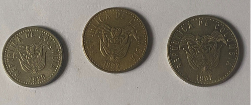 Colombia 3 Monedas 10 20 Y 50 Pesos 1992,  511/2m 1