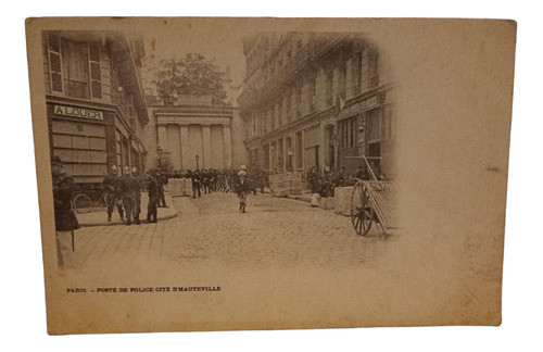 Tarjeta Postal Antigua París. Poste De Police Cite D'hautevi 0