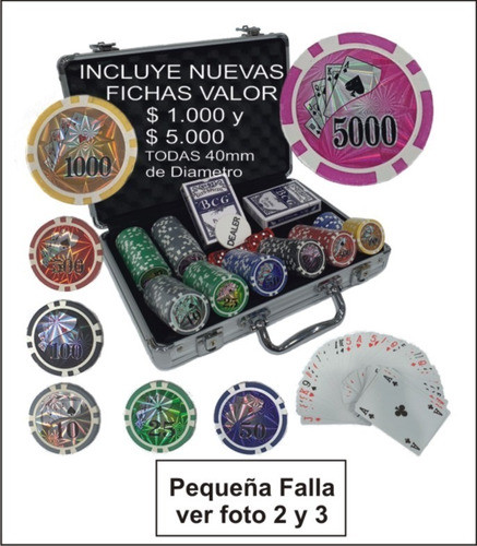 Juego Poker 200 Fichas 11gr Numeradas Maletin Alum C/cartas 0